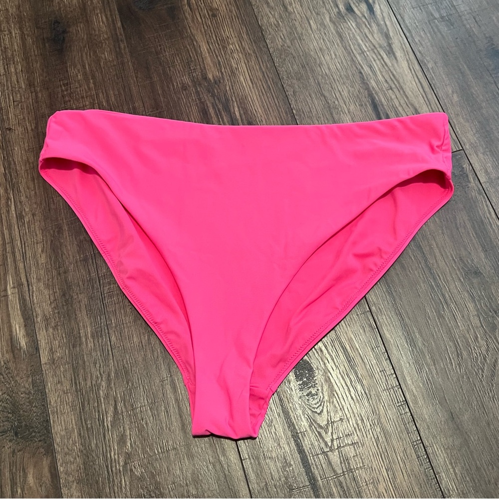 CALIA Pink Mid Rise High Leg Bikini Bottom